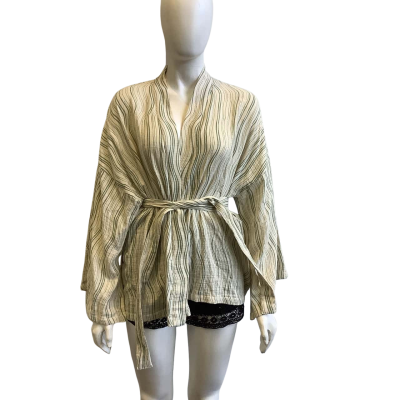 BNWT Maurie & Eve Women's Size 8 Good Energy Kimono Olive Wave Print 