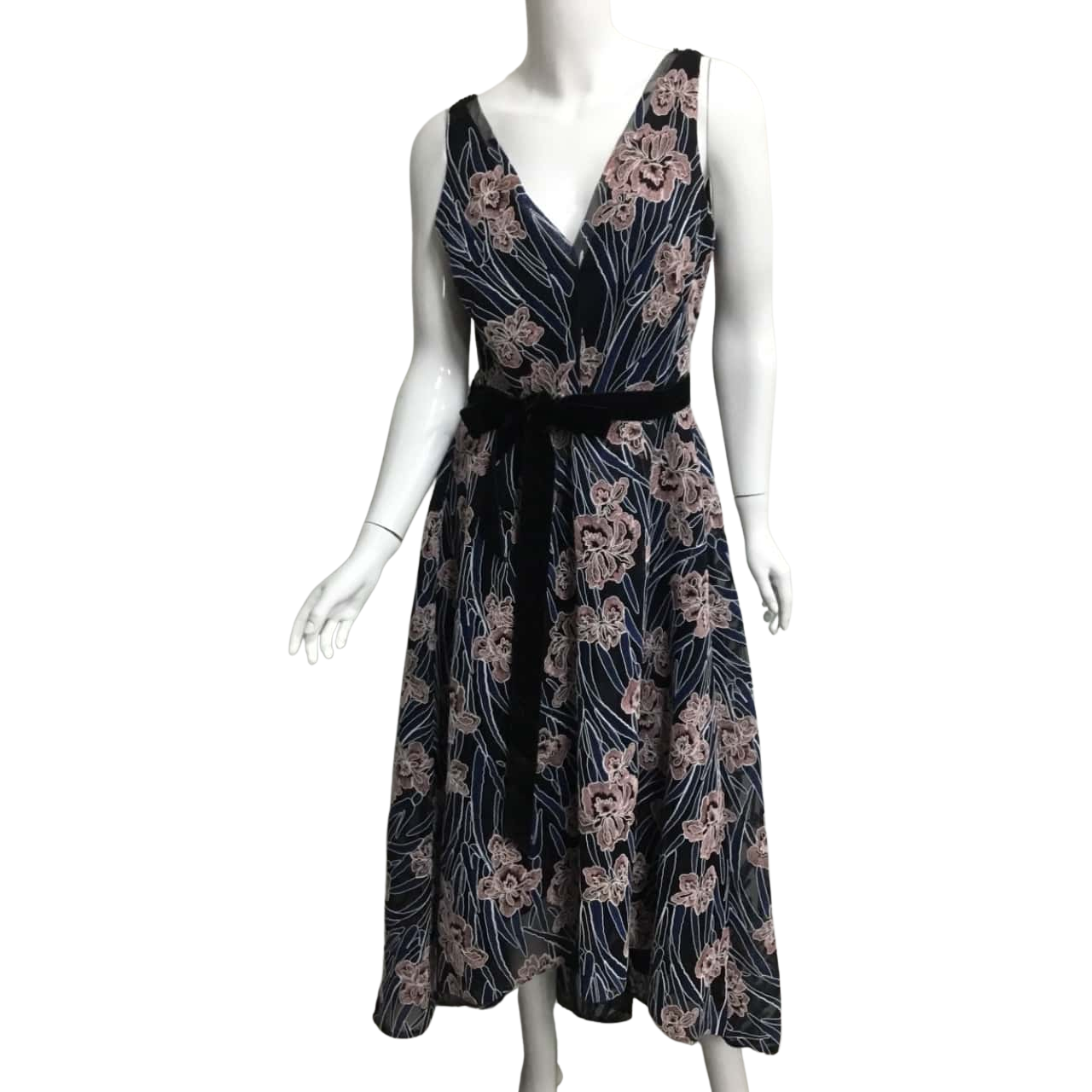Moss and Spy Womens Size 12 Floral / Navy Blue Dress (s)