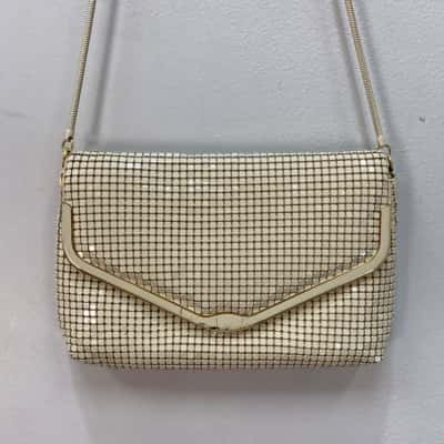 Gold Crest Womens small Shoulder Mesh Bag Gold / Off White 