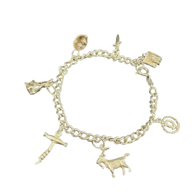  Womens Charm Bracelet 925 Silver with 7 charms
