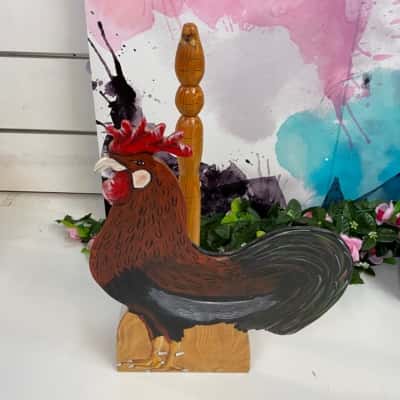 Novelty Wooden Rooster Toilet Roll Holder