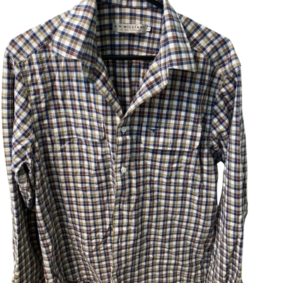 R.M. Williams Mens  Size M Long Sleeve Shirt Blue / Brown / Checked / White 
