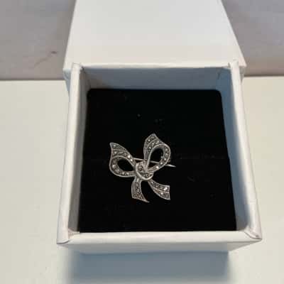 Vintage Lega Silver Marcasite Brooch 