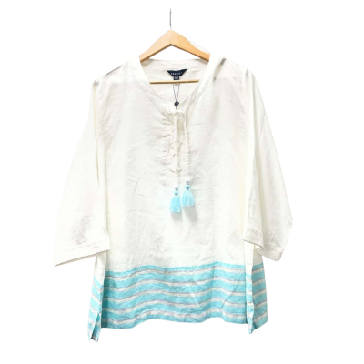 Maggie T Womens  BNWT Size 22 3/4 Sleeve Top Pattern / White 