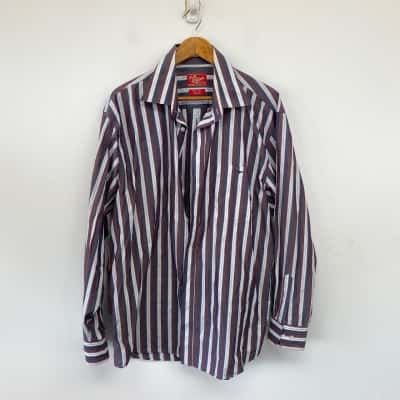 R.M. Williams Blue Red White Striped Long Sleeve Shirt  Size XXL