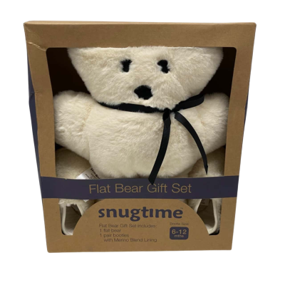 Snugtime Flat Bear and Booties Gift Set Size 6-12m Cream 