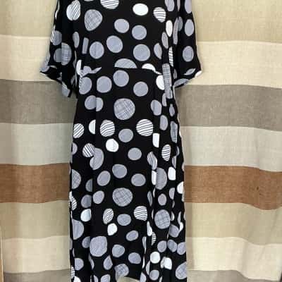 Clarity Womens  Size XL Casual Dress Black  / Pattern / White 