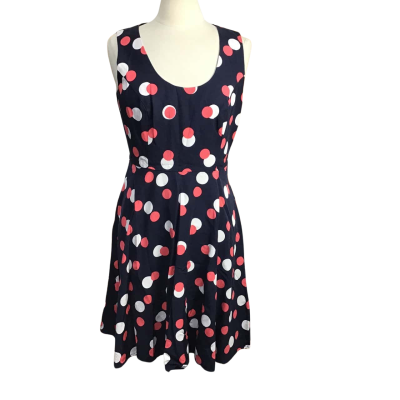 Review Womens  Size 14 Cotton Blend Sleeveless Polka Dot Dress 