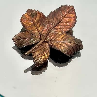 Vintage Blackberry Leaf Copper Brooch- quite rare