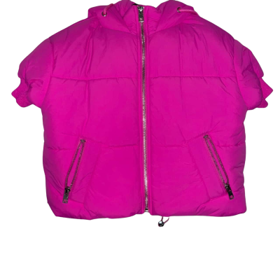 Dotti Women's  Size 8 Puffer Jacket Pink Short Sleeve/Cropped Look BNWT