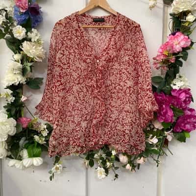 Womens  Size 14 Blouse Blue / Floral 