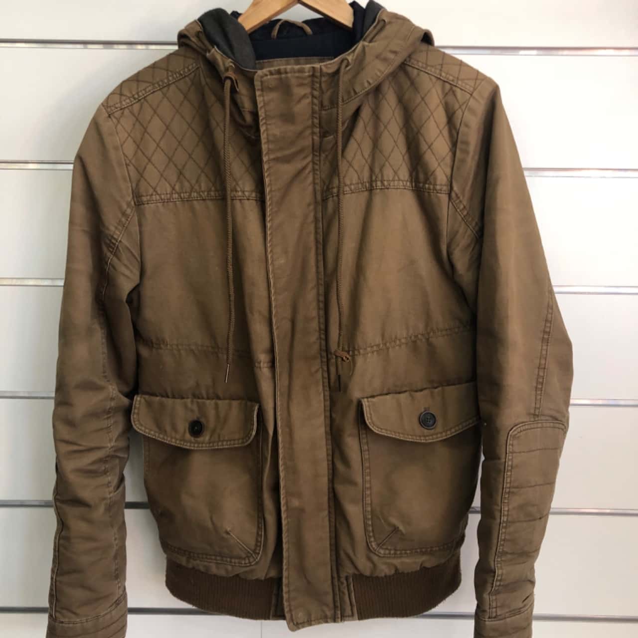 Connor Mens Size S Hood Padded Jacket Brown