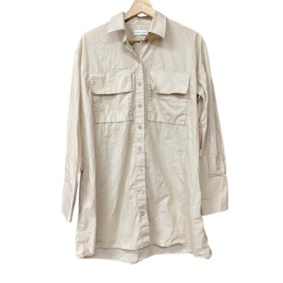 Scanlan Theodore Womens Size 6 Beige Oversized Long Sleeve Shirt 
