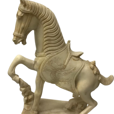 Rearing Horse Alabaster resin statue 