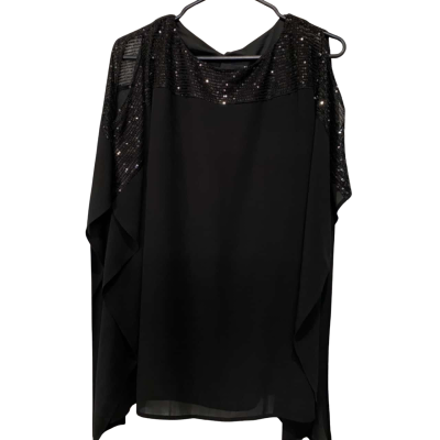 Caroline Morgan Womens sequin shirt Size 12 Black  