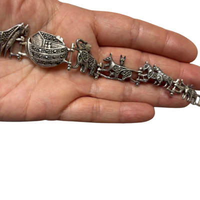 Vintage Bracelet Noah’s Ark Sterling Silver & Marcasite
