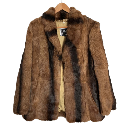  Womens Size 40 Fur Coat Beige / Black  / Brown 