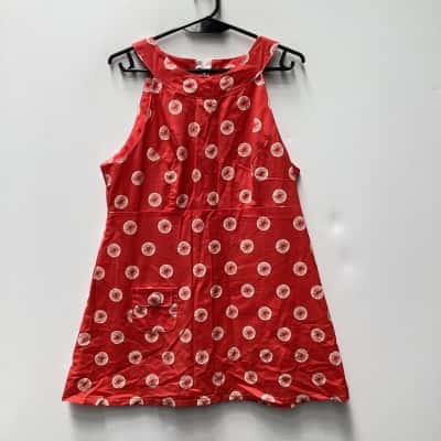  Womens  Size L Casual Dress Pattern / Red -pockets 