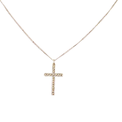  Womens Stirling silver marcasite cross and chain Necklace  20cm drop