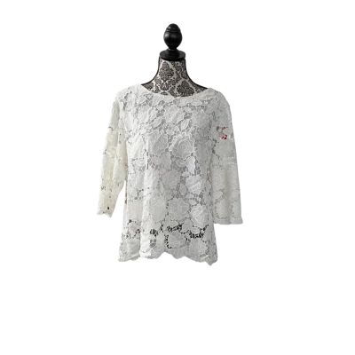 Caroline Morgan Womens  Size 16 3/4 Sleeve Shirt White 
