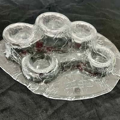 Vintage Murrla Volcano Tealite Holder-6 Finland Art Glass
