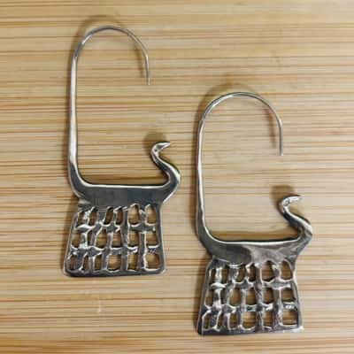 Silver Peacock Style Earrings 