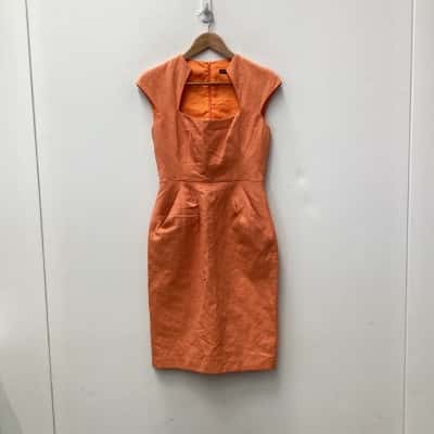 Carla Zampatti Sleeveless Dress Orange - Size 6 