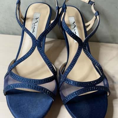 NINA Cross Strap Open Toe Heels Size 8