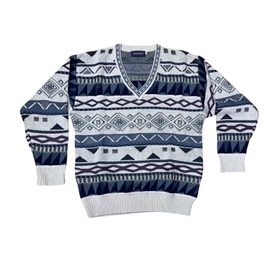 Vintage Edgemont Knit Brown & Blue Sweater Size M