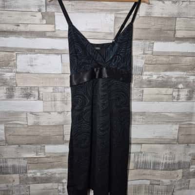 City Chic Womens Dress Size XS Black  / Blue Glitter Swirls 