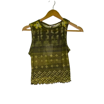 Ghanda Womens  Size S Sleeveless Top Floral / Green / Yellow 
