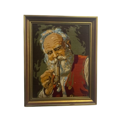 Vintage Embroidered Fisherman German Smoking Pipe