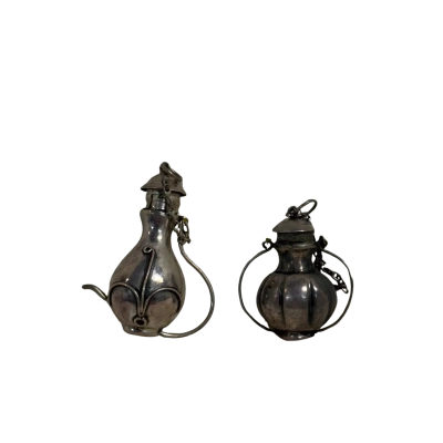 Pair of Vintage Sterling SIlver (925) Turkisk Kohl Container Pendants w/ Lids (13 grams)