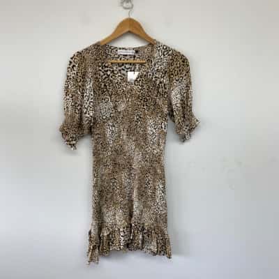 Faithfull The Brand Animal Print Margherita Mini Dress  Size 6