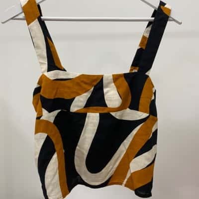 Mister Zimi Womens  Size 10 Cropped Top / Sleeveless Top Black  / Brown / Cream 