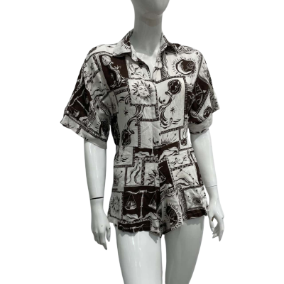 Ally Fashion Womens  Size 6 Linen Abstract Playsuit