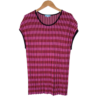 Blue Illusion Womens  Size M Sleeveless Top Black  / Pink  / Red / Striped 