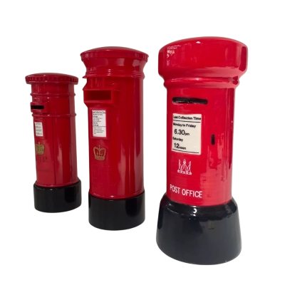 Replica UK postbox metal ceramic and moulded plastic