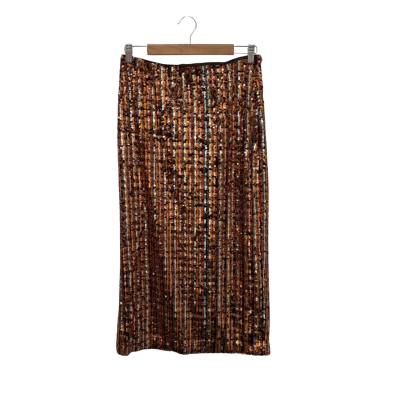 Samsoe Samsoe Womens  Size M Maxi Skirt Blue / Champagne / Orange 