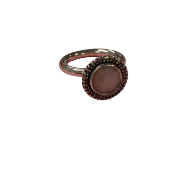 Ss 925 Pink Colour Stone Ring with Clear Stone Halo