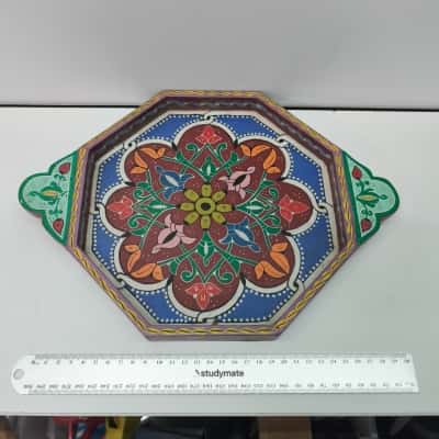 Hand-Painted Octagonal Wooden Tray