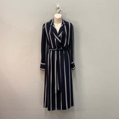 Witchery Womens  Size 10 Midi Dress Deep Ink Blue / White 