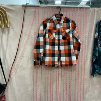 Dixxon Mens Size S Orange Flannel Shirt