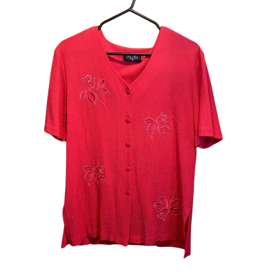 Dolina Womens  Size 10 Short Sleeve Shirt Pink  