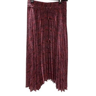 Forever New Womens Size 8 Pleated Skirt Black / Maroon / Pattern 