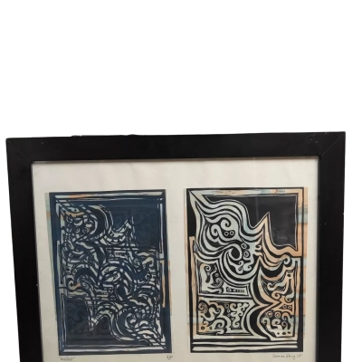 abstract artwork linocut print