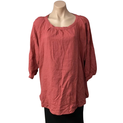 Regatta Womens Size 22 Terracotta Linen Blend Short Sleeve Top