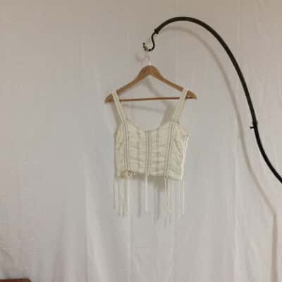 BDG Women's Size XS Cropped Top Brown / White 
