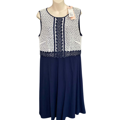 Review Women's Size 16 Midi Dress Navy / Cream  