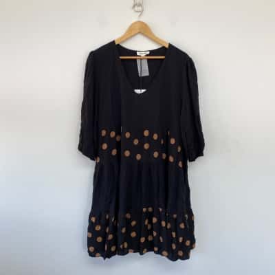 Always Alice Black Polka Dot Short Sleeve Mini Dress  Size 20